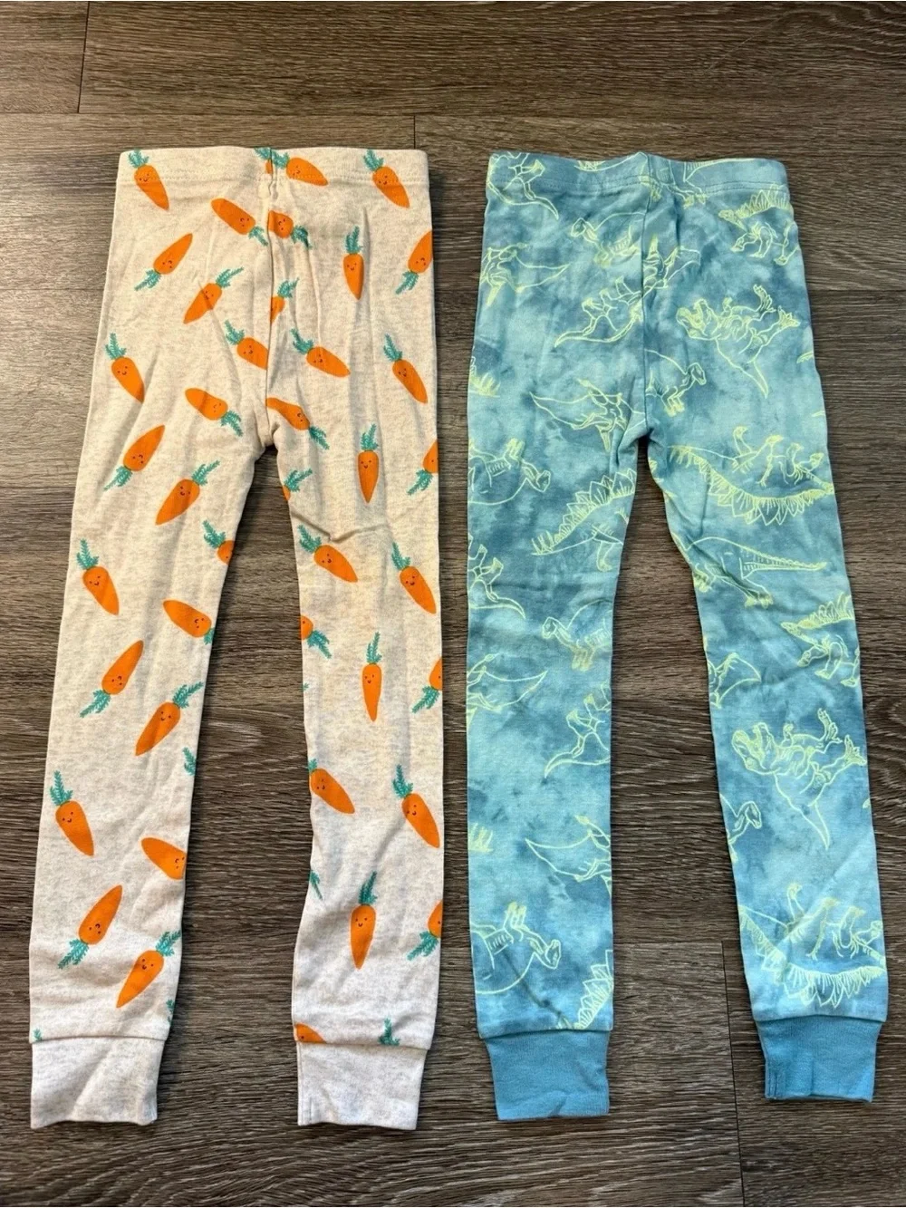 Old Navy 100% Cotton PJ Pants 2-PACK Carrot & Tie Dye Dino
